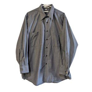 Geoffrey Beene Men's Chambray Button Down Shirt, Gray Blue, Size 16 1/2 (32/33)